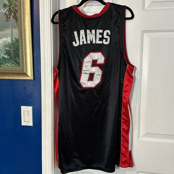 Men’s Adidas Miami Heat Lebron James #6 Basketball Jersey Shirt Size 56 2XL - Picture 8 of 10